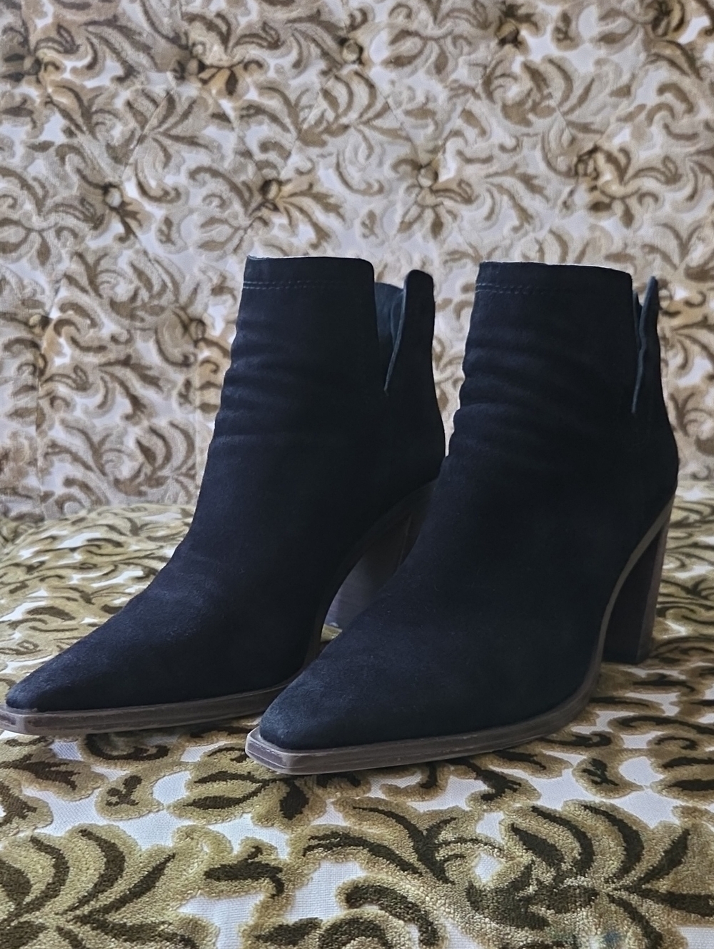 Vince Camuto Black Suede Pointed Toe Ankle Boots